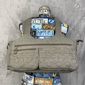 LUG Streetcar East/West shallow Handbag. Gray/Brown.